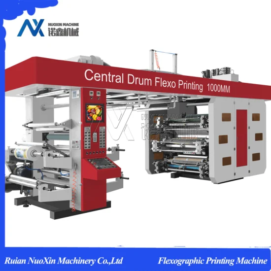 Máquina de impressão flexográfica Ci de tambor central de 6 cores para plástico/papel/não-tecido